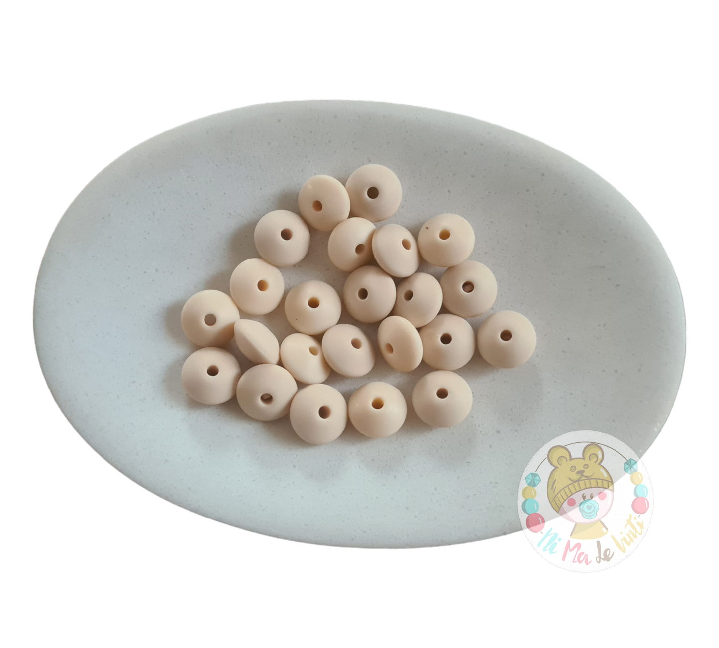 12mm Lentil Beads- Navajito White