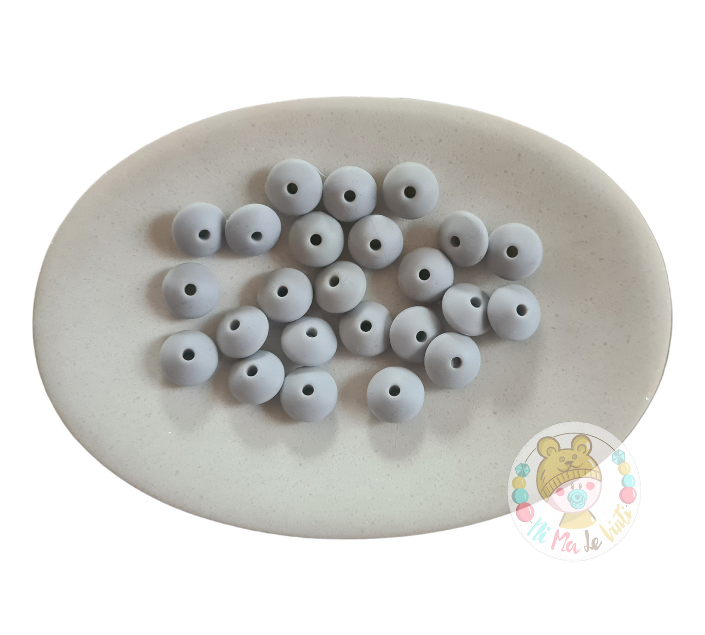 12mm Lentil Beads- Light Grey