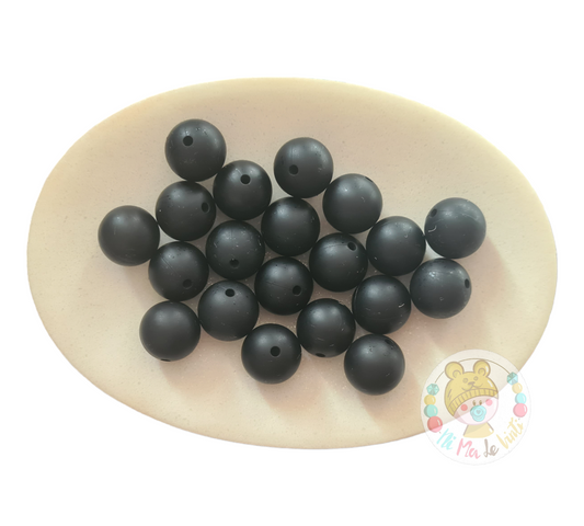 Black 15mm Silicone Beads