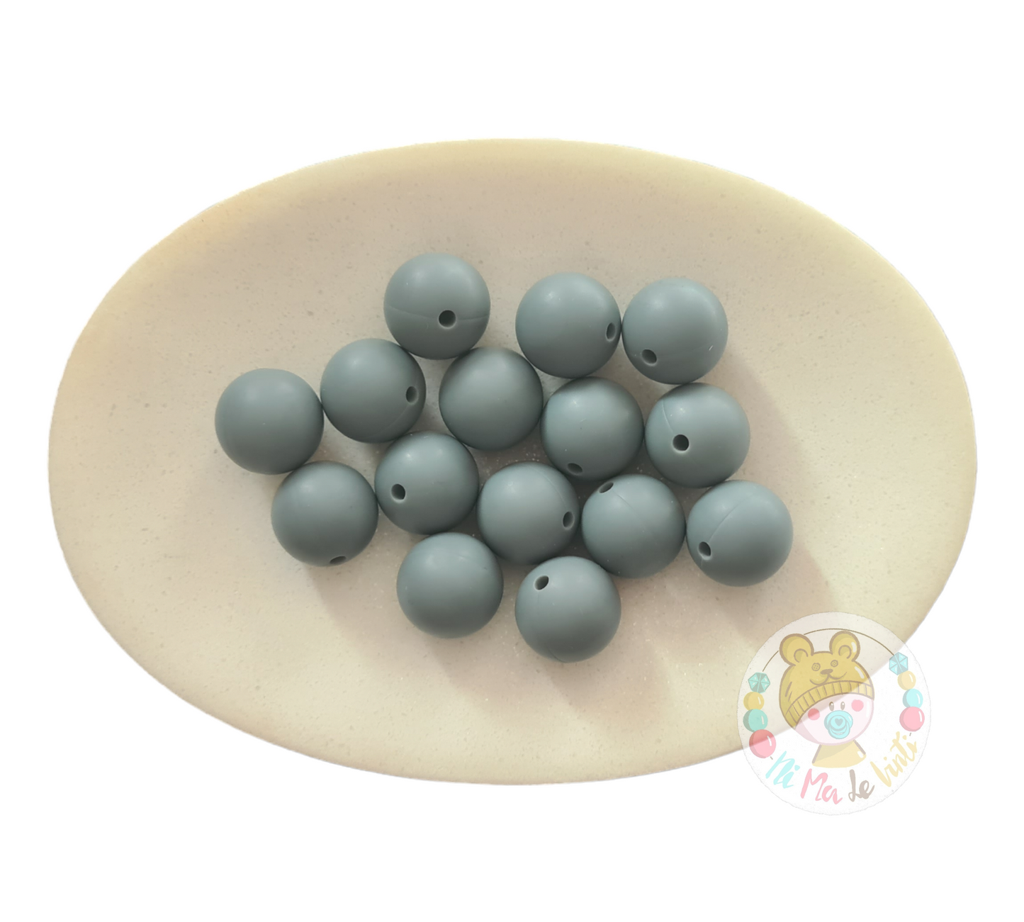 Dark Grey 15mm Silicone Beads