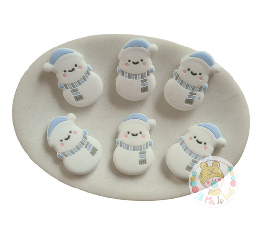 Blue Snowman Silicone Beads