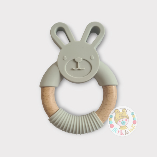 Bunny Silicone / wooden teether