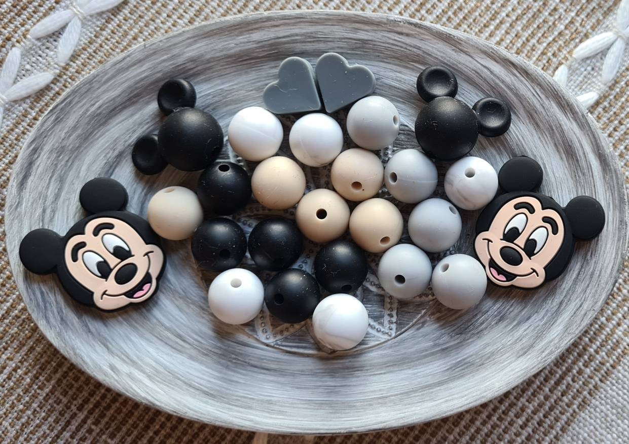 Silicone Bead Set/ Character  Silicone beads/ BPA free/ Mickey beads/DIY Silicone Beads